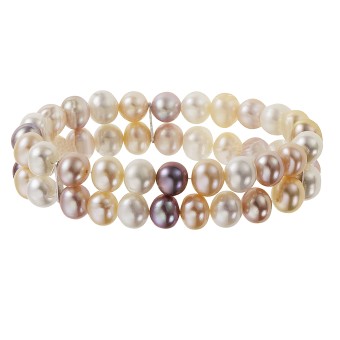 ZEEme Pearls Armband Süßwasserzuchtperlen mehrfarbig 8mm zweireihig 