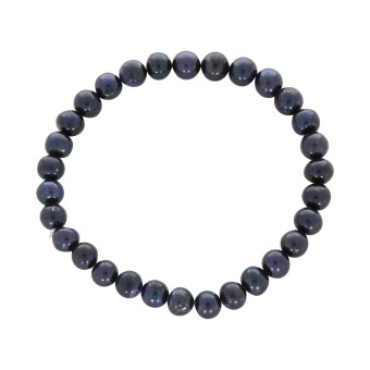 Armband Süßwasserzuchtperlen schwarz 6mm 