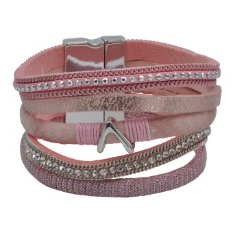 Steuer Modeschmuck Armband Velour rosé 5-reihig 