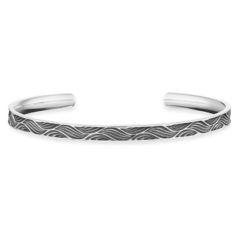 CAI Armreif 925/- Sterling Silber oxidiert Wellen 