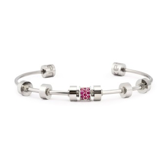 dKeniz Armreifen 925/- Sterling Silber Edelstahl Zirkonia PINK BERRY 