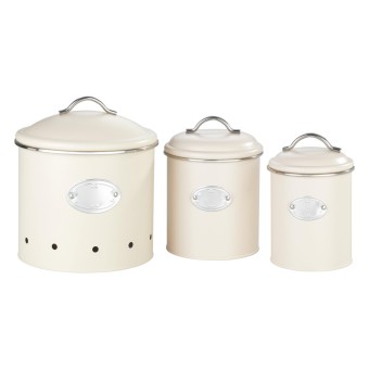 Wenko Aufbewahrungsdosen Mod. Nero Set, 3-teilig, Beige, Vorratsdosen im Retro-Design 