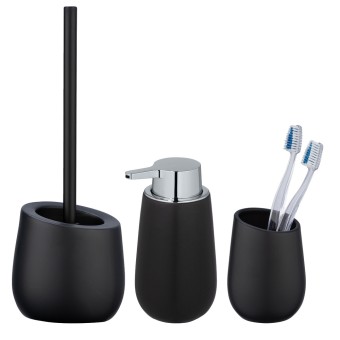 Wenko Bad-Accessoire-Set Mod. Badi Schwarz Keramik 