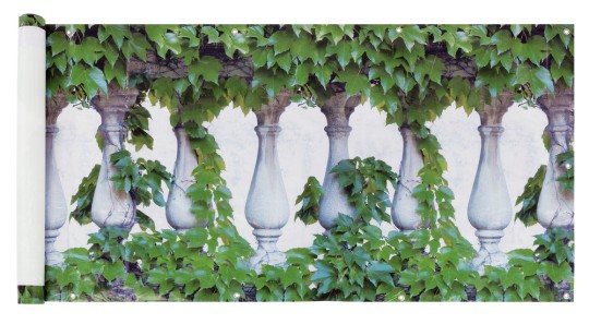 Balkon-Sichtschutz naturfrohem Efeu-Motiv, 5 m, reißfester Sichtschutz mit Efeu-Motiv 