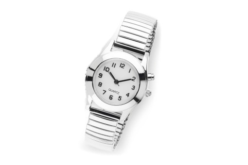 Beleuchtete Damenuhr Silber, Damen Armbanduhr mit elastischem Stretch-Armband 