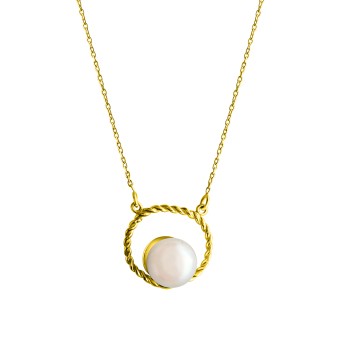 Collier 375/- Gelbgold Süßwasserperle 