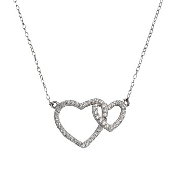 Collier 925 Silber rhodiniert Herz 