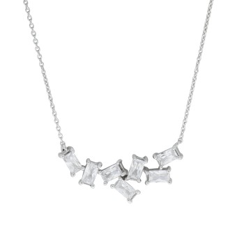 ZEEme Silver Collier 925 Silber rhodiniert Zirkonia 