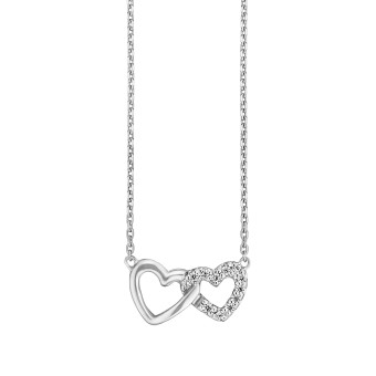 Julie Julsen Collier 925/- Sterling Silber rhodiniert  2 Herzen 