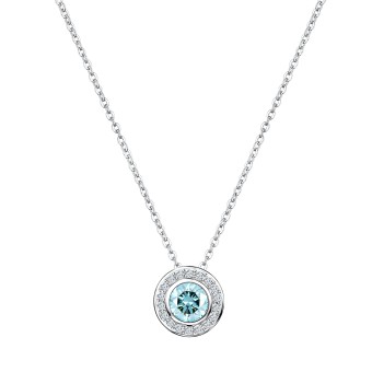 Collier 925/- Sterling Silber rhodiniert Blautopas und Weißtopas 