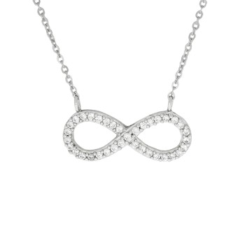 Collier 925/- Sterling Silber rhodiniert Infinity mit Zirkonia 