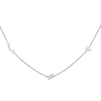 CAI Collier 925 Sterling Silber rhodiniert Sternschnuppe - Saturn - Mond 