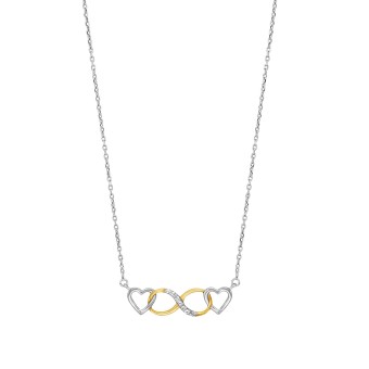 Julie Julsen Collier 925/- Sterling Silber rhodiniert teils vergoldet Infinity und Herz 