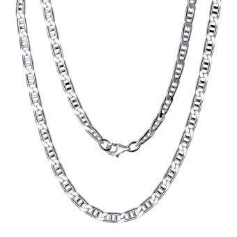 Collier 925/- Sterling Silber weiß Doppel-Stegpanzerkette  50 cm 