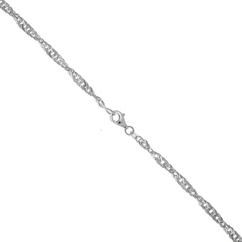 Collier 925/- Sterling Silber weiss Singapurkette 45 cm 