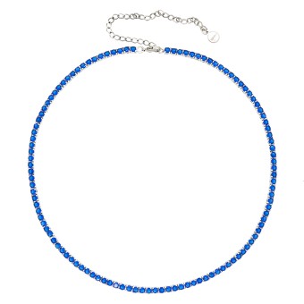 Fashionbox Collier rhodiniert mit Zirkonia blau 