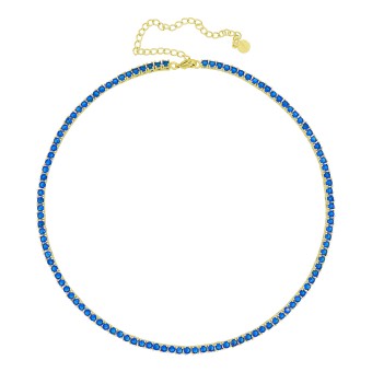 Fashionbox Collier vergoldet mit Zirkonia blau 