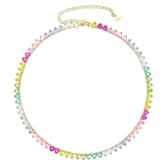 Fashionbox Collier vergoldet mit Zirkonia multicolor 