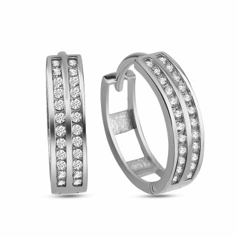 dKeniz Creolen 925/- Sterling Silber Pave 