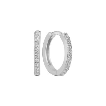 dKeniz Creolen 925-Sterling Silber rhodiniert Glänzend 1,3cm Zirkonia weiß 