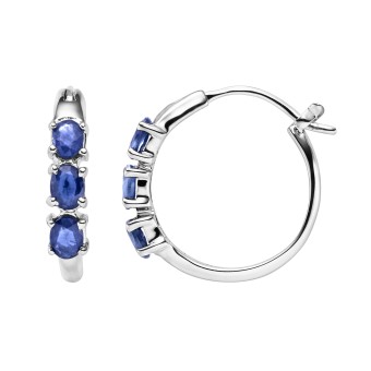 Vira Jewels Creolen 925-Sterling Silber rhodiniert Glänzend Saphir Blau 