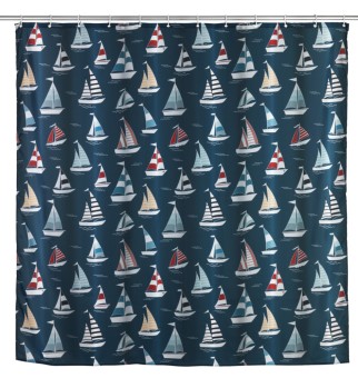 Wenko Duschvorhang Regatta, Textil (Polyester), 180 x 200 cm, waschbar 