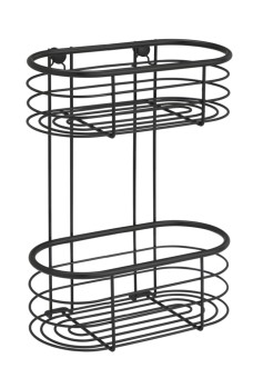 Wenko Edelstahl Wandregal Mod. Trestina 2 Etagen Schwarz, hochwertiger Rostschutz 