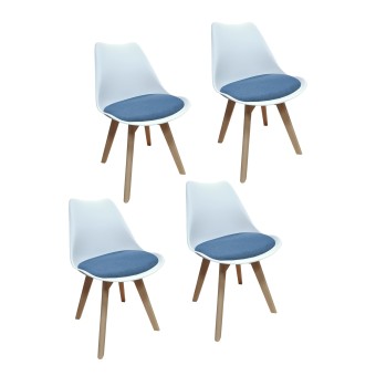 HTI-Living Esszimmerstuhl 4er Set Atlanta Weiß/Blau 