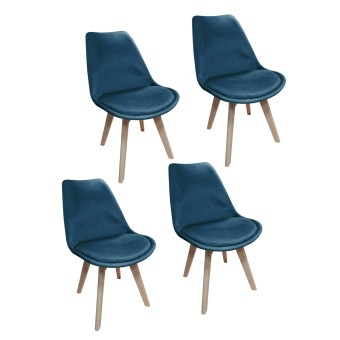 HTI-Living Esszimmerstuhl Samt 4er Set Atlanta Blau 