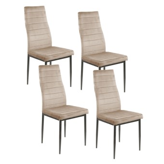 HTI-Living Esszimmerstuhl Samt 4er Set Memphis Creme 