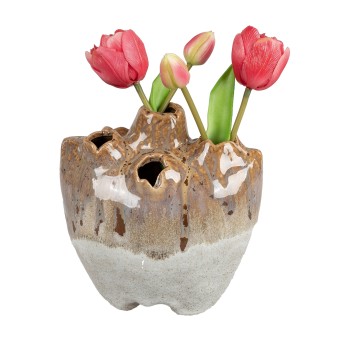 Formano Lochvase für Tulpen Keramik Creme