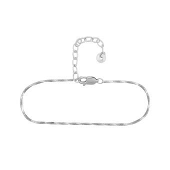 Fußkette 925/- Sterling Silber rhodiniert Schlangenkette vierseitig diamantiert gedreht 