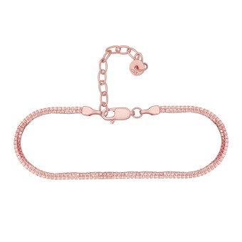 CAI Fußkette 925/- Sterling Silber rosé vergoldet Venezianer Kette zweireihig 