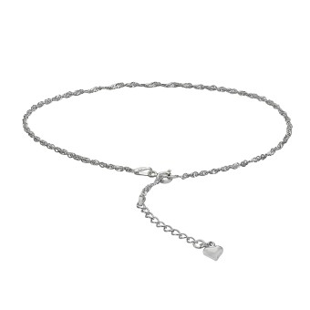 ZEEme Basic Fußkette Silber 925 mit Herz Motiv 26+3cm lang 