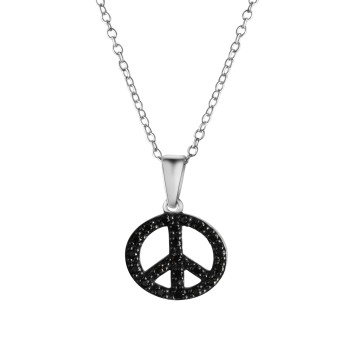 Celesta Halskette 925 Silber Boho Peace Zirkoniasteine schwarz 