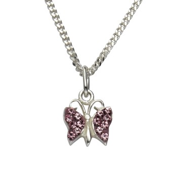 Halskette 925 Sterling Silber Kristall pink 