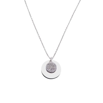 dKeniz Halskette 925 Sterling Silber rhodiniert Glänzend 42+3cm Zirkonia Weiß 