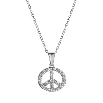 Celesta Halskette Boho Peace mit Kette 42+3cm 925 Silber Zirkonia weiss 