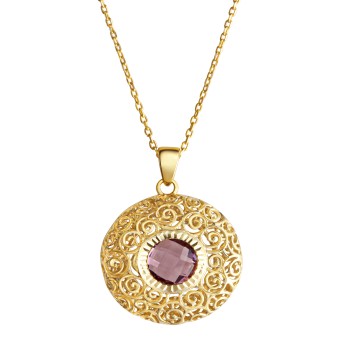 Fascination by Ellen K. Halskette Gold 333 mit echtem Amethyst 8mm 