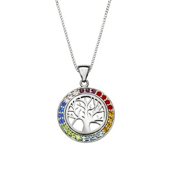 Halskette Silber 925 rhodiniert mit Lebensbaum-Motiv 