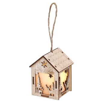 Sigro Holz Mini-Laterne, 5-fach sort., LED, 1 Stück Natur 