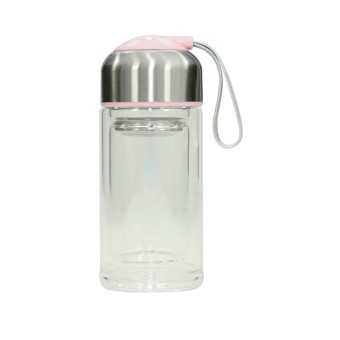 HTI-Line Trinkflasche Glas Rosa