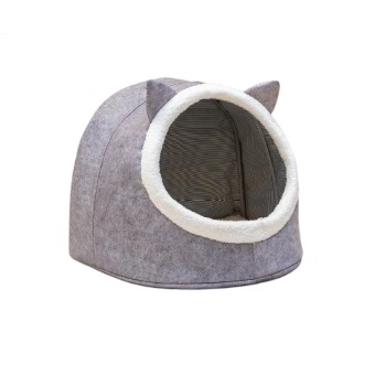 HTI-Living Kleintierhöhle für Hunde oder Katzen Grau mit niedlichen Ohren 