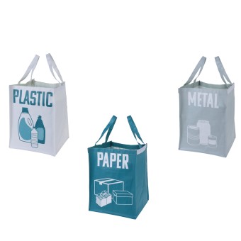 HTI-Living Mülltasche 3er Set Metall Papier Kunststoff 