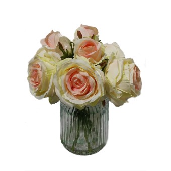 HTI-Living Rosen in Vase Kunstblume Flora Rosa-Weiß