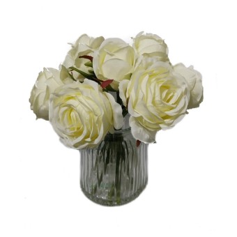 HTI-Living Rosenstrauß mit Vase Weiß 