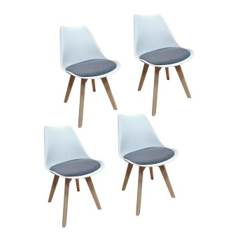 HTI-Living Stuhl Atlanta Webstoff 4er-Set Weiß, Grau