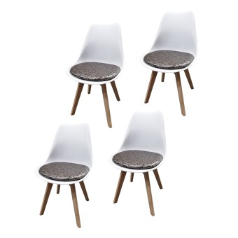 HTI-Living Stuhl Atlanta Weiß, PU Braun Muster 4-teilig
