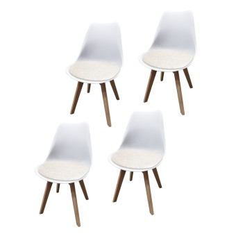 HTI-Living Stuhl Atlanta Weiß, PU Creme Muster 4-teilig