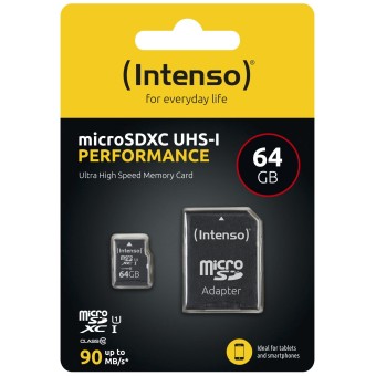 Intenso microSD Speicherkarte microSDXC 64GB Class 10 UHS-I U1 Performance 